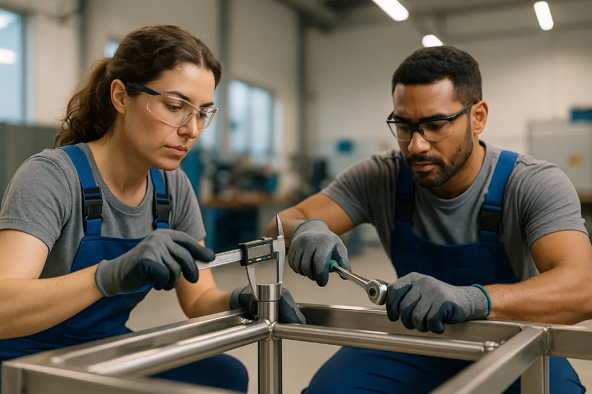 Schlosser / Metalltechniker bei der Montage – moderner Arbeitsplatz